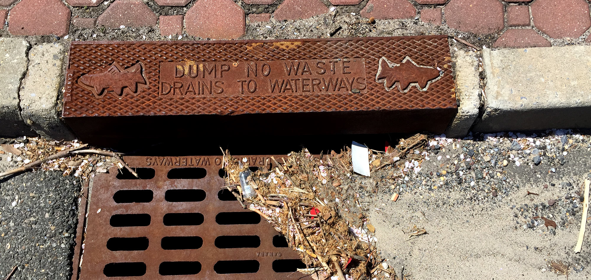 stormwater drain in millville nj with trash and sediment