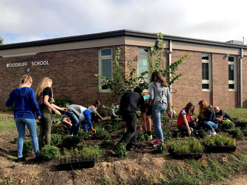 woodruff school in bridgeton, new jersey, students building a rain garden